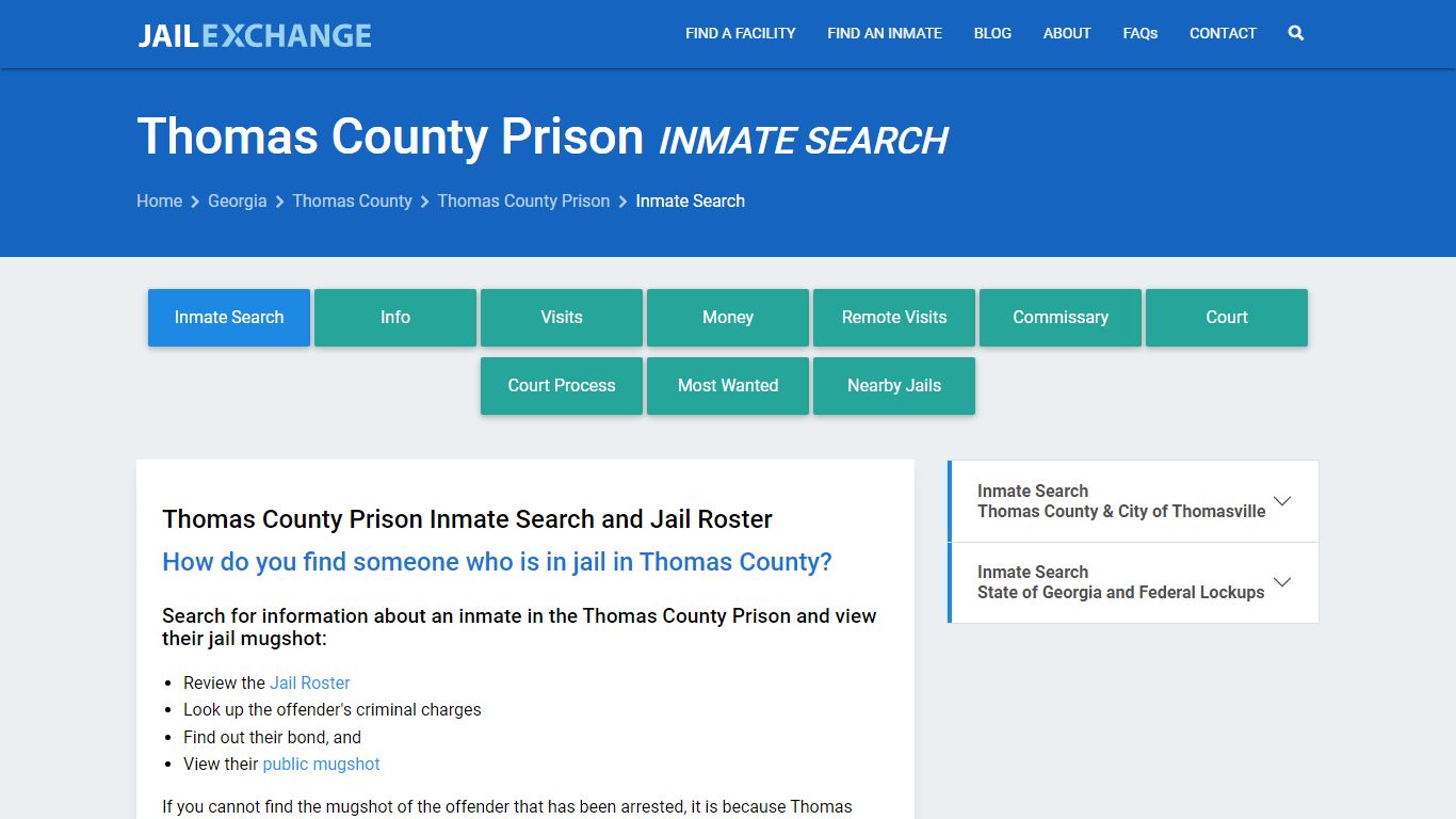 Inmate Search: Roster & Mugshots - Thomas County Prison, GA - Jail Exchange
